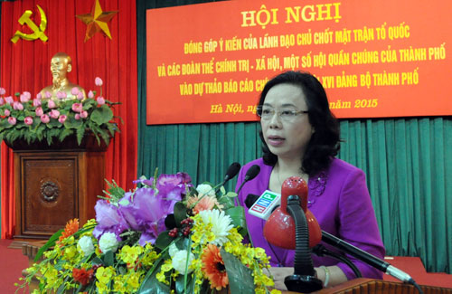 Phó Bí thư Thường trực Thành ủy Ngô Thị Thanh Hằng phát biểu tại hội nghị.